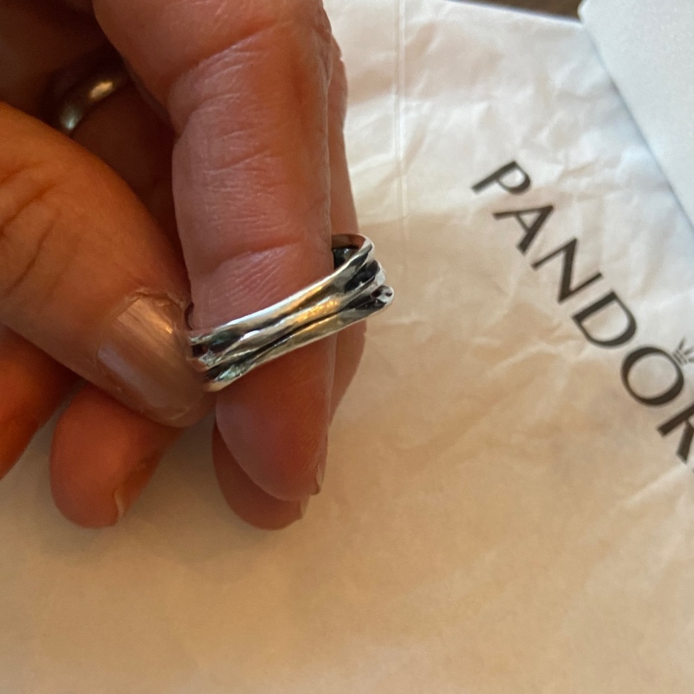Pandora Three Wishes Pearl and Sterling Silver Ring Size 7 - Picture 4 of 6